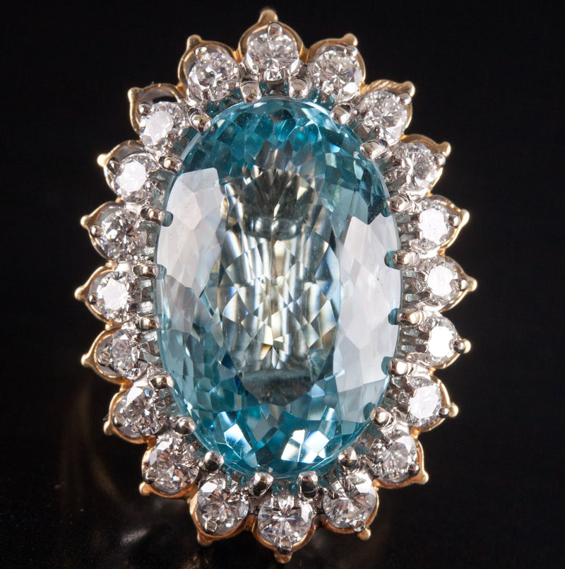 18k / 14k Yellow White Gold Oval Topaz Diamond Halo Ring Pendant Combo 17.75ctw
