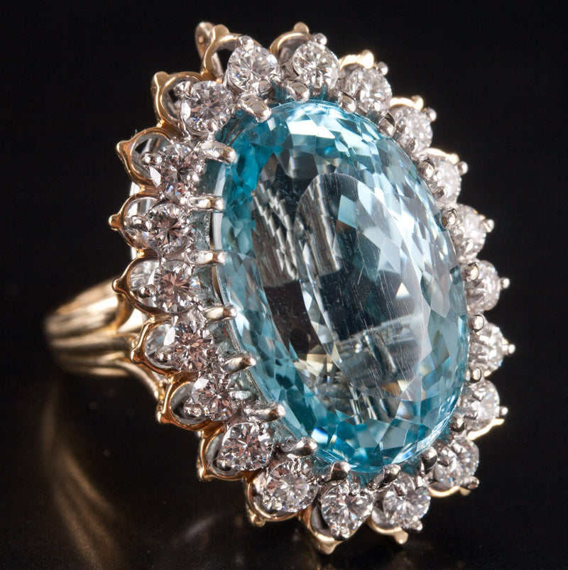 18k / 14k Yellow White Gold Oval Topaz Diamond Halo Ring Pendant Combo 17.75ctw