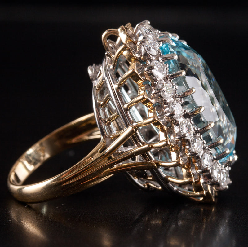 18k / 14k Yellow White Gold Oval Topaz Diamond Halo Ring Pendant Combo 17.75ctw
