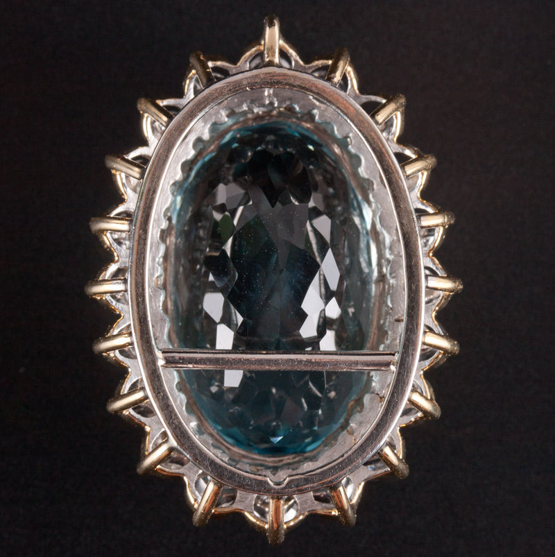 18k / 14k Yellow White Gold Oval Topaz Diamond Halo Ring Pendant Combo 17.75ctw