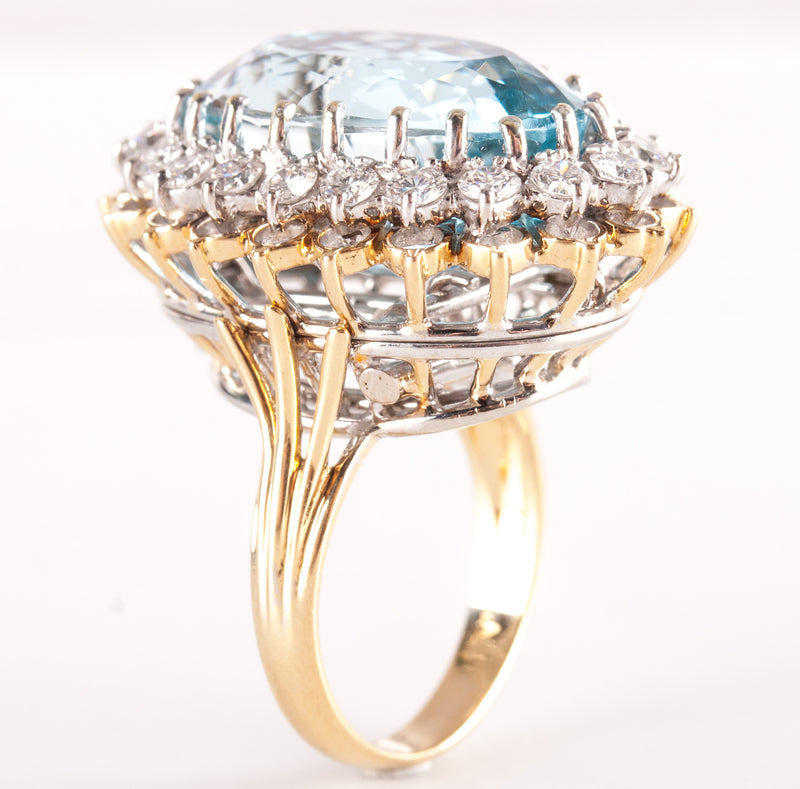 18k / 14k Yellow White Gold Oval Topaz Diamond Halo Ring Pendant Combo 17.75ctw