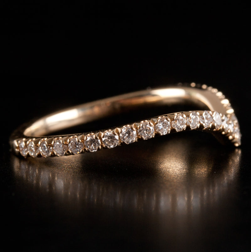 14k Yellow Gold Round Diamond Contour Style Wedding Ring Band .375ctw 1.8g