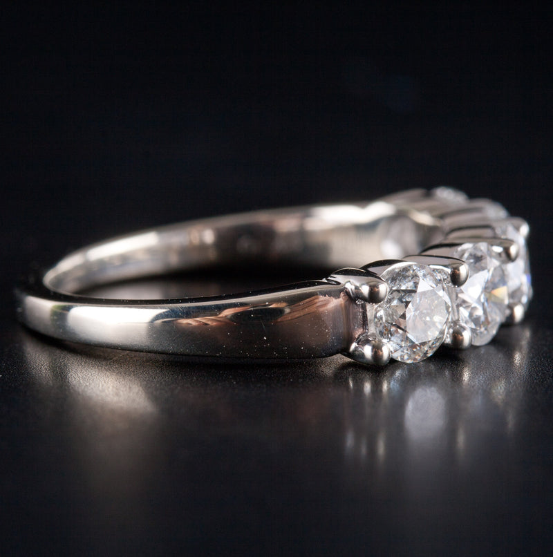 14k White Gold Round Diamond Five Stone Wedding Anniversary Ring 1.70ctw 3.62g