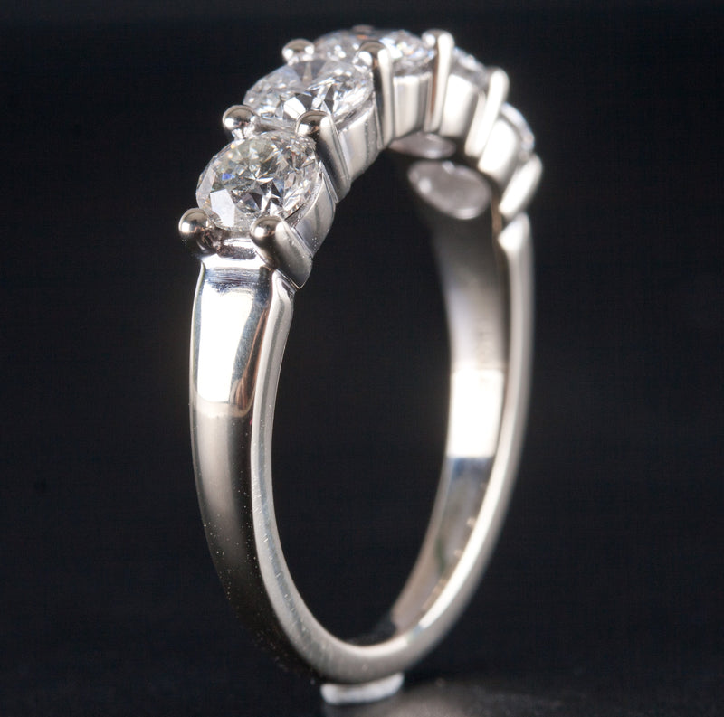 14k White Gold Round Diamond Five Stone Wedding Anniversary Ring 1.70ctw 3.62g