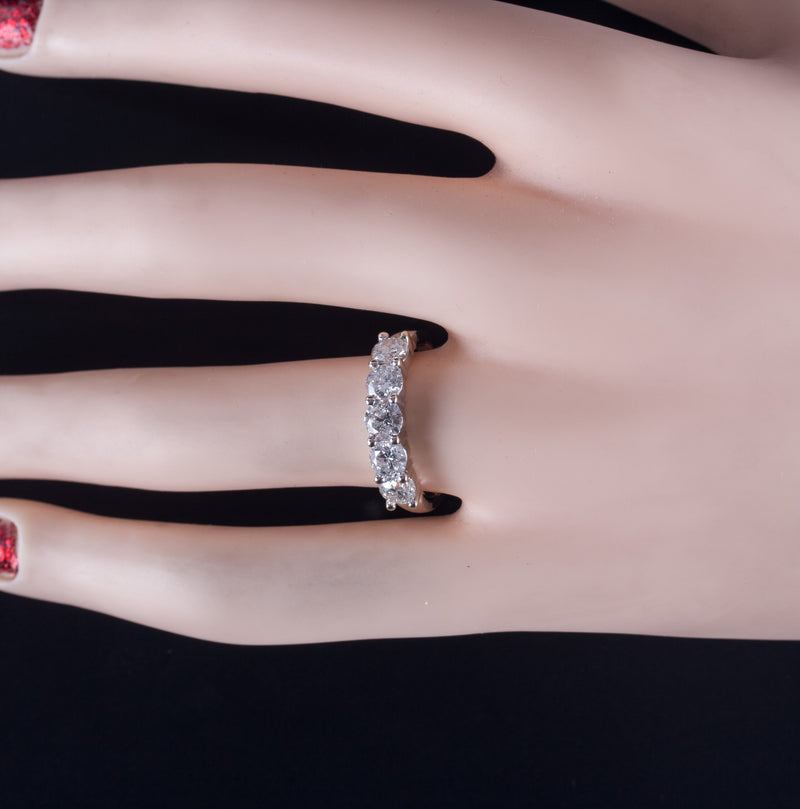 14k White Gold Round Diamond Five Stone Wedding Anniversary Ring 1.70ctw 3.62g