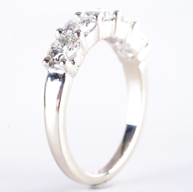 14k White Gold Round Diamond Five Stone Wedding Anniversary Ring 1.70ctw 3.62g