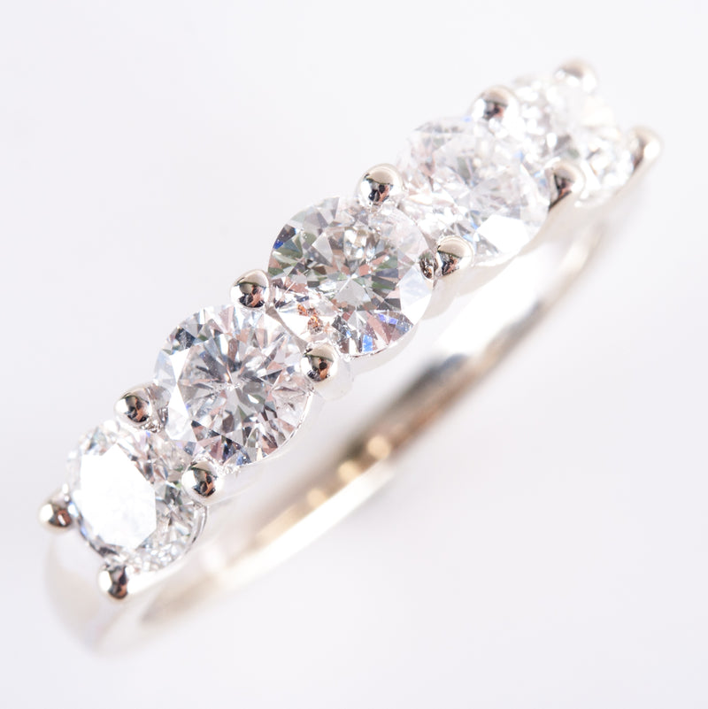 14k White Gold Round Diamond Five Stone Wedding Anniversary Ring 1.70ctw 3.62g