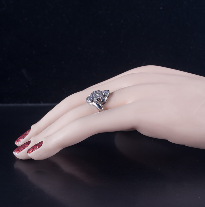 Vintage 1930's Platinum Round G - H SI1 Diamond Cluster Style Ring 1.14ctw 6.65g