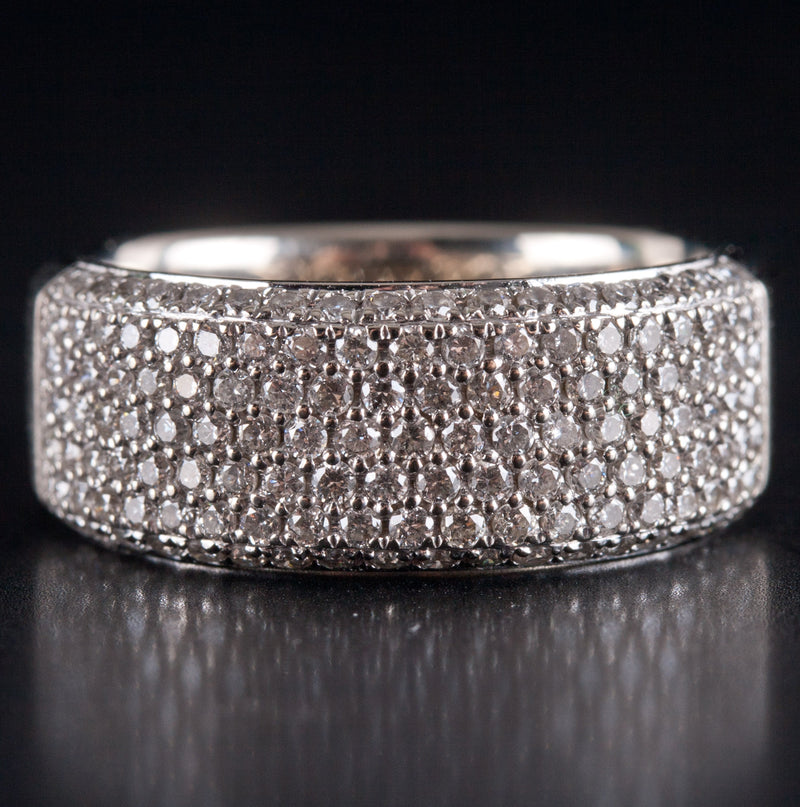 14k White Gold Round Diamond Cluster Wedding Anniversary Ring .3325ctw 6.2g