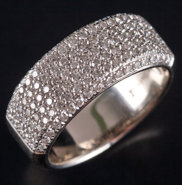 14k White Gold Round Diamond Cluster Wedding Anniversary Ring .3325ctw 6.2g