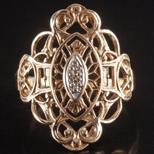 10k Yellow White Gold Round H SI1 - SI2 Diamond Ring .0055ctw 3.29g