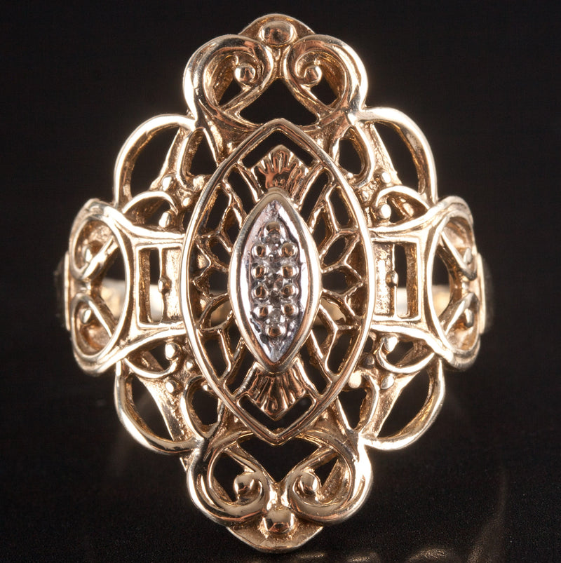 10k Yellow White Gold Round H SI1 - SI2 Diamond Ring .0055ctw 3.29g