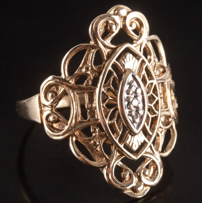 10k Yellow White Gold Round H SI1 - SI2 Diamond Ring .0055ctw 3.29g