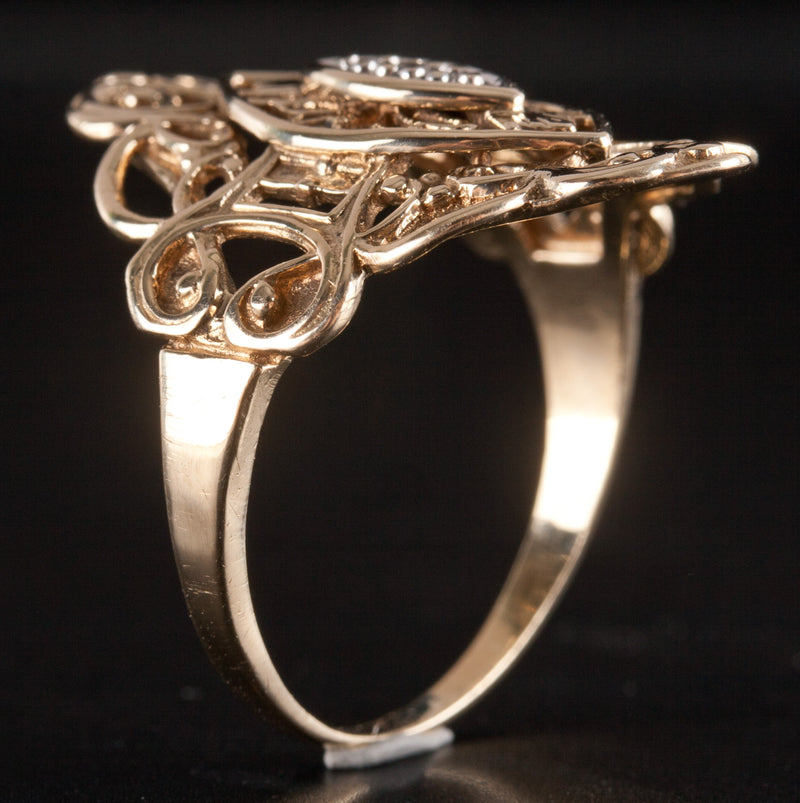 10k Yellow White Gold Round H SI1 - SI2 Diamond Ring .0055ctw 3.29g