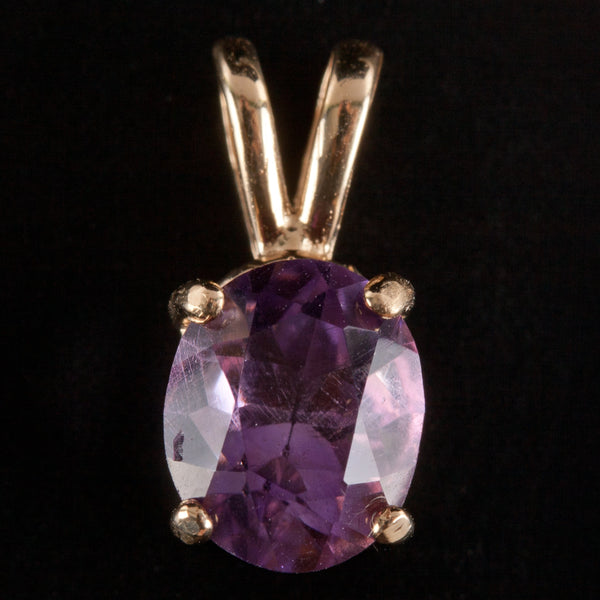 14k Yellow Gold Oval Amethyst Solitaire Style Pendant 1.20ct .95g 13mm x 6mm