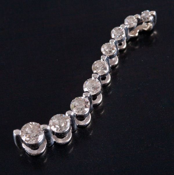 14k White Gold Round Diamond Graduated Style Pendant .44ctw 1.10g