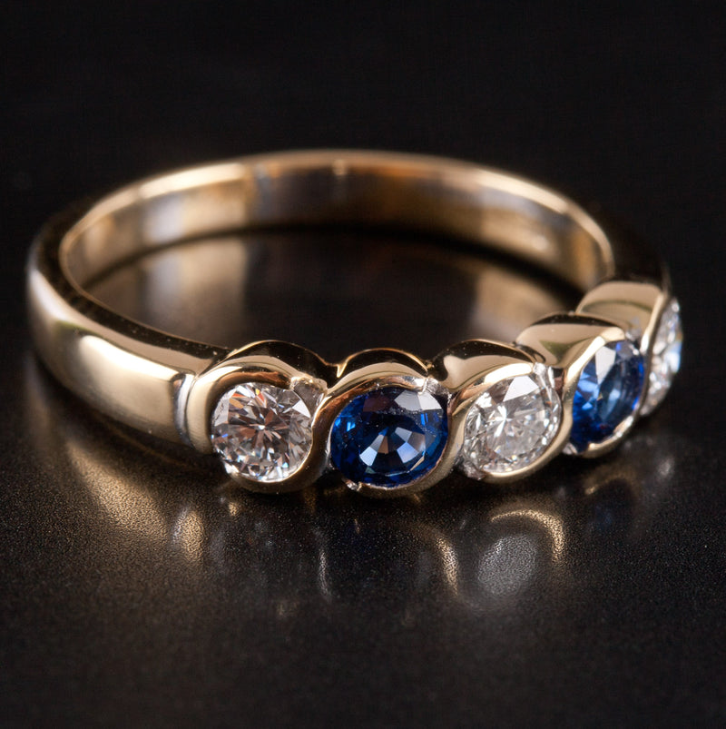 18k Yellow Gold Round G - H SI1 Diamond AA Sapphire Ring .91ctw 4.02g