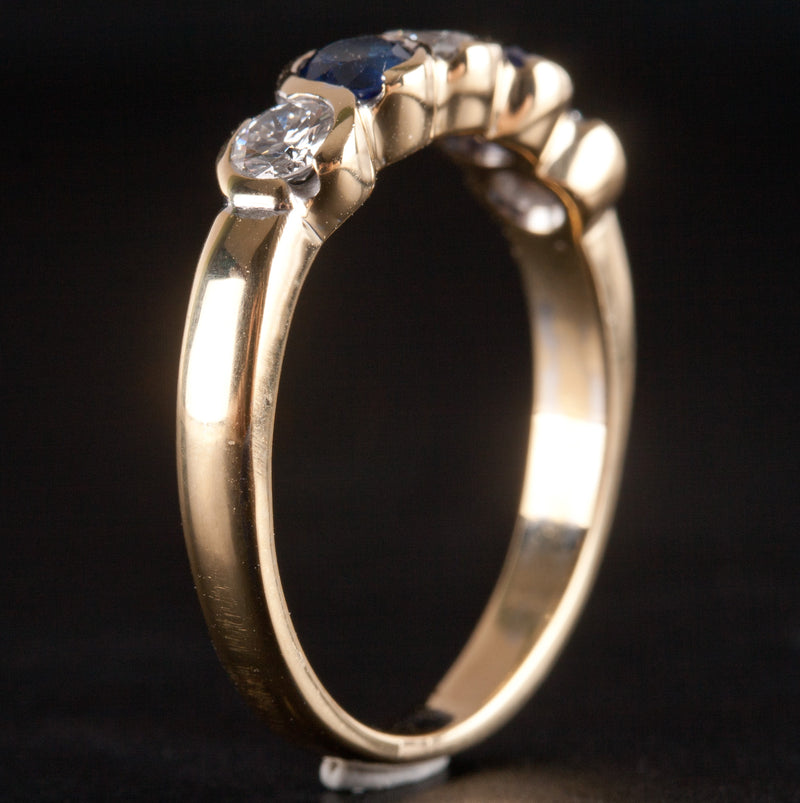 18k Yellow Gold Round G - H SI1 Diamond AA Sapphire Ring .91ctw 4.02g