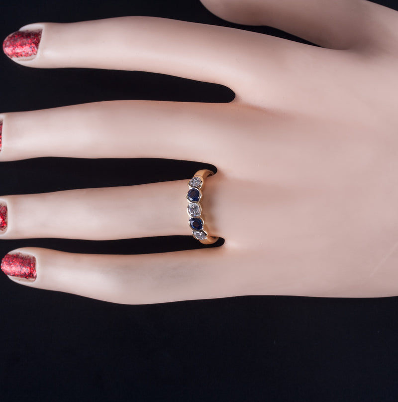 18k Yellow Gold Round G - H SI1 Diamond AA Sapphire Ring .91ctw 4.02g