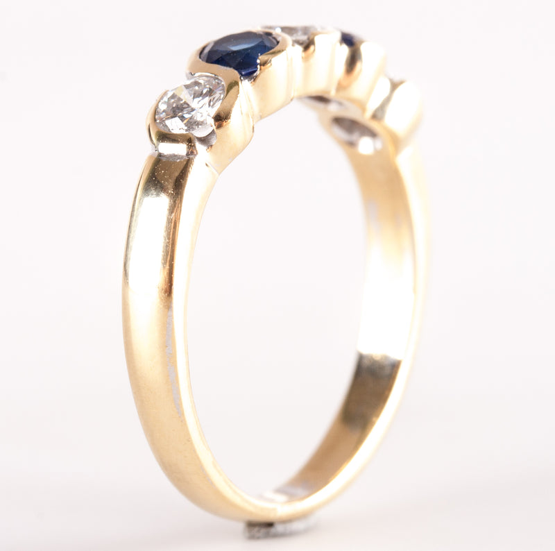 18k Yellow Gold Round G - H SI1 Diamond AA Sapphire Ring .91ctw 4.02g