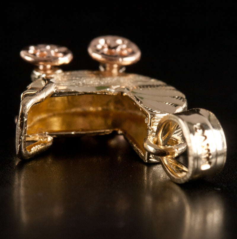 14k Yellow Rose Gold Baby Stroller Charm Pendant 1.65g 17.7mm x 12.5mm