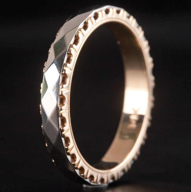 14k Yellow White Gold Two-Tone Style Wedding Anniversary Band Ring 5.05g