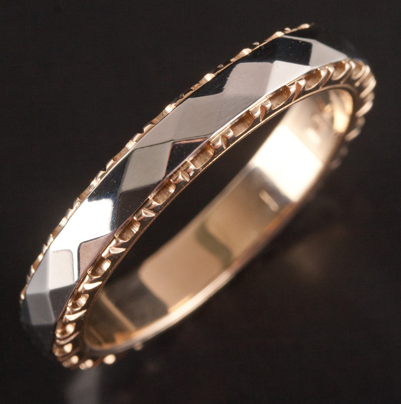 14k Yellow White Gold Two-Tone Style Wedding Anniversary Band Ring 5.05g