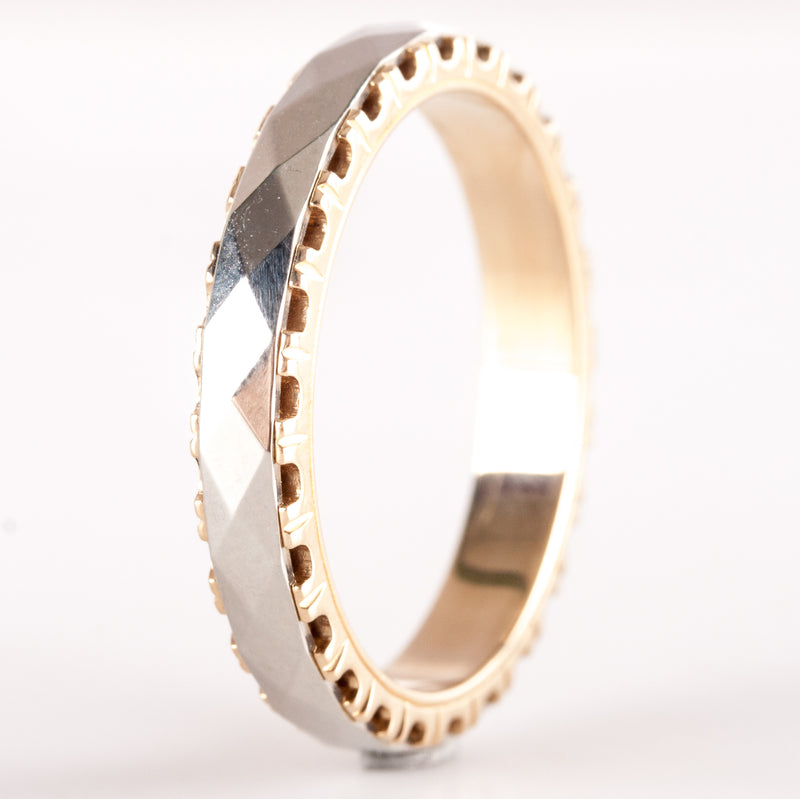 14k Yellow White Gold Two-Tone Style Wedding Anniversary Band Ring 5.05g