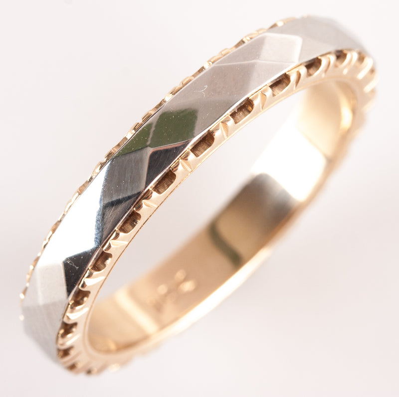 14k Yellow White Gold Two-Tone Style Wedding Anniversary Band Ring 5.05g