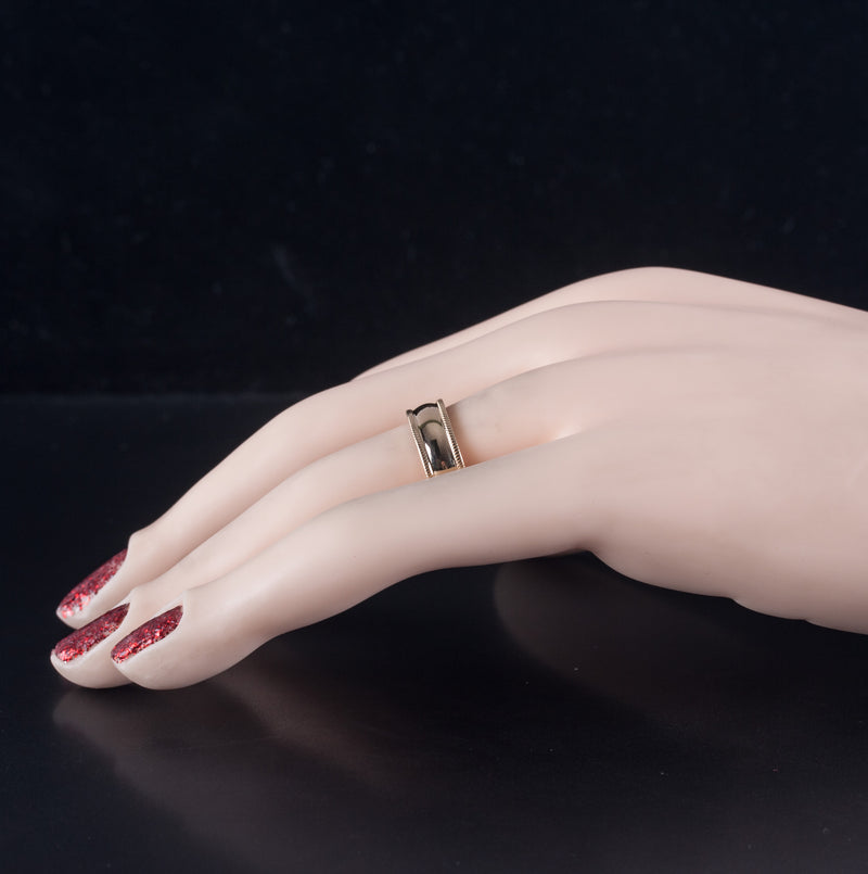 14k Yellow Gold Milgrain Style Wedding Anniversary Band Ring 5.82g 5.5mm Width