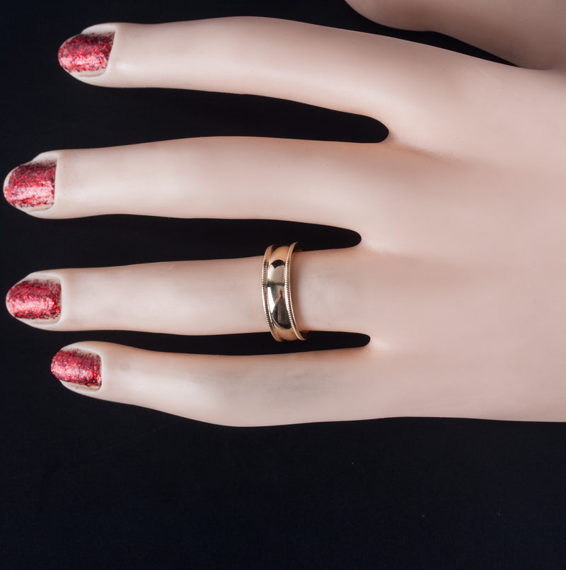 14k Yellow Gold Milgrain Style Wedding Anniversary Band Ring 5.82g 5.5mm Width
