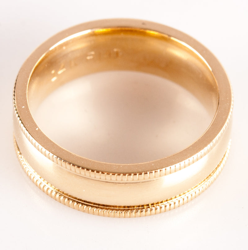 14k Yellow Gold Milgrain Style Wedding Anniversary Band Ring 5.82g 5.5mm Width
