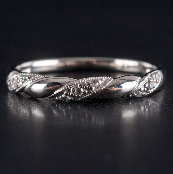 10k White Gold Round Diamond Wedding Anniversary Ring .03ctw 1.57g