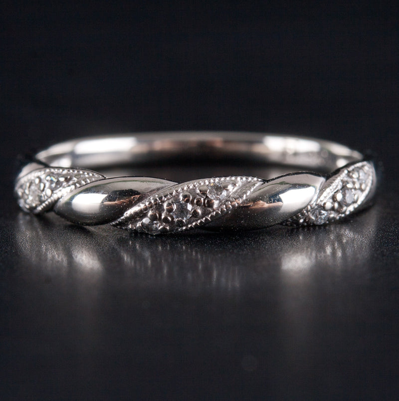 10k White Gold Round Diamond Wedding Anniversary Ring .03ctw 1.57g