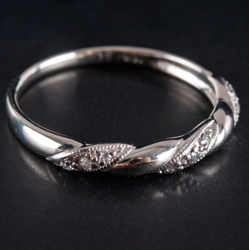 10k White Gold Round Diamond Wedding Anniversary Ring .03ctw 1.57g