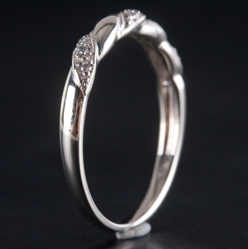 10k White Gold Round Diamond Wedding Anniversary Ring .03ctw 1.57g