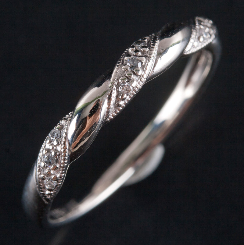 10k White Gold Round Diamond Wedding Anniversary Ring .03ctw 1.57g
