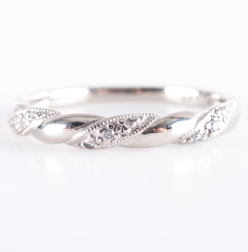 10k White Gold Round Diamond Wedding Anniversary Ring .03ctw 1.57g