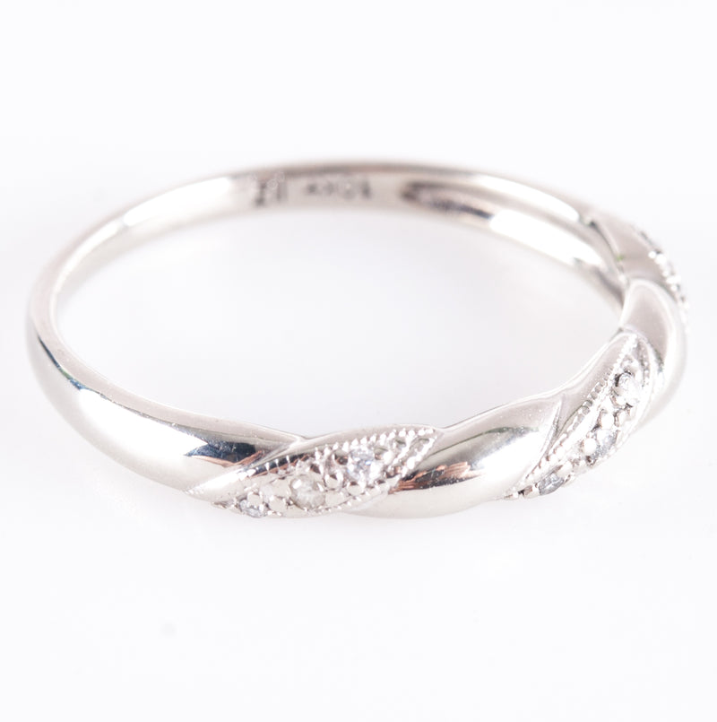10k White Gold Round Diamond Wedding Anniversary Ring .03ctw 1.57g
