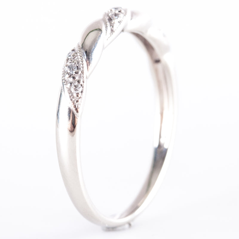 10k White Gold Round Diamond Wedding Anniversary Ring .03ctw 1.57g