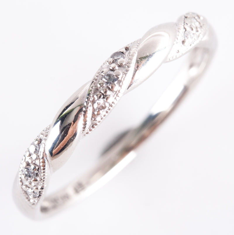 10k White Gold Round Diamond Wedding Anniversary Ring .03ctw 1.57g