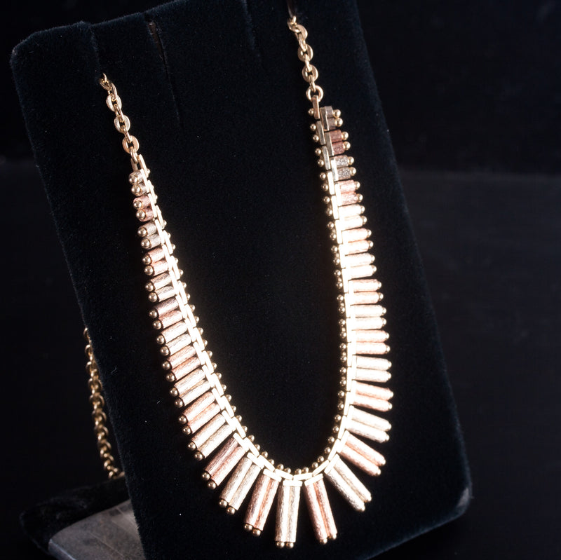 14k Yellow White Rose Gold Tri Color Waterfall Style Necklace 14.77g 16" Length