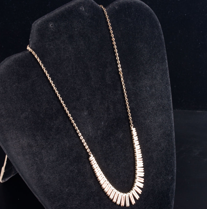 14k Yellow White Rose Gold Tri Color Waterfall Style Necklace 14.77g 16" Length