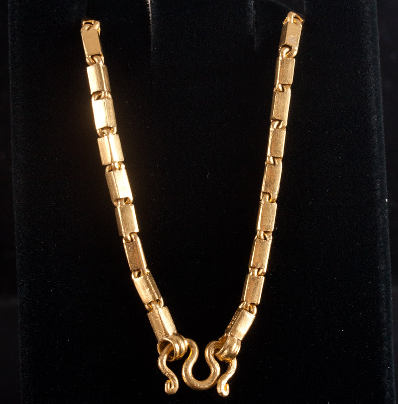 23k Yellow Gold Rectangle Link Style Chain Necklace 29.1g 17.75" Length