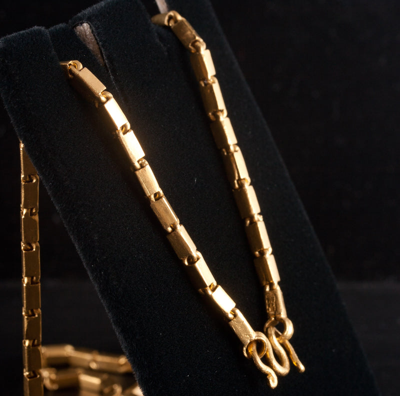 23k Yellow Gold Rectangle Link Style Chain Necklace 29.1g 17.75" Length