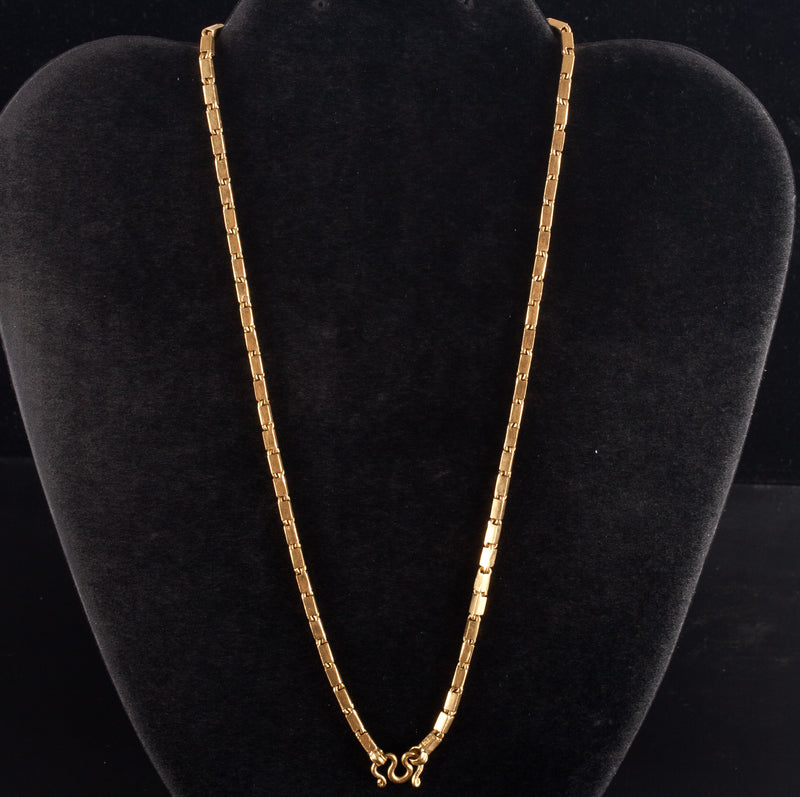 23k Yellow Gold Rectangle Link Style Chain Necklace 29.1g 17.75" Length