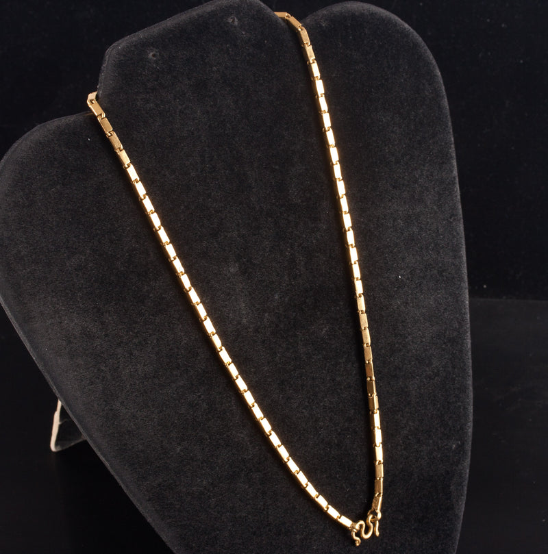 23k Yellow Gold Rectangle Link Style Chain Necklace 29.1g 17.75" Length