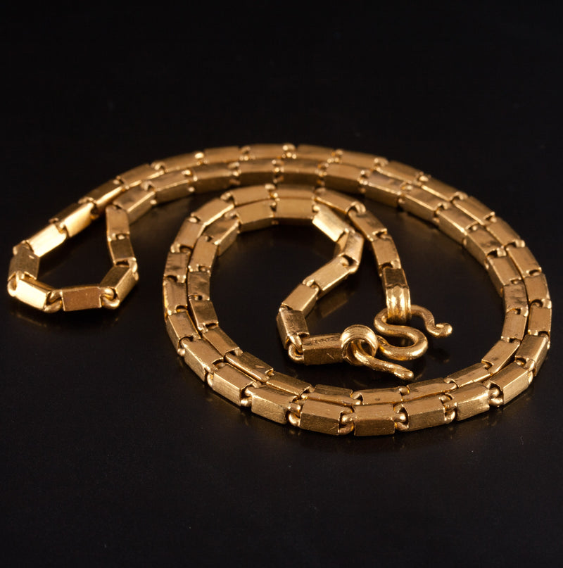 23k Yellow Gold Rectangle Link Style Chain Necklace 29.1g 17.75" Length