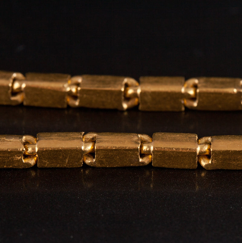 23k Yellow Gold Rectangle Link Style Chain Necklace 29.1g 17.75" Length