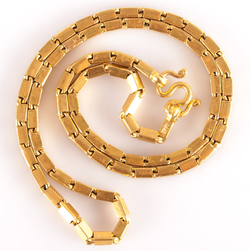 23k Yellow Gold Rectangle Link Style Chain Necklace 29.1g 17.75" Length